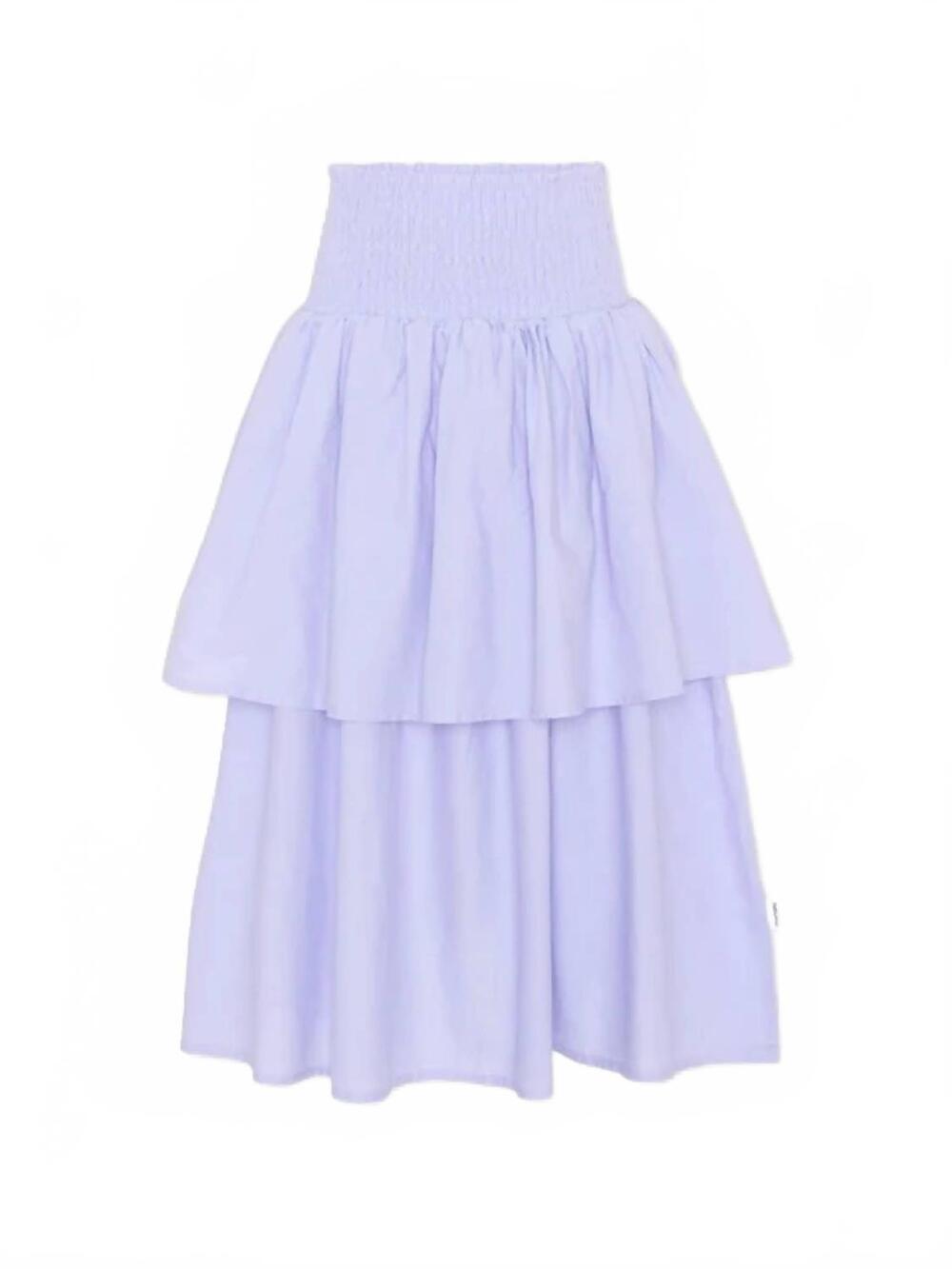 NEW MOLO girls brenna smocked ruffle maxi skirt in cool lilac